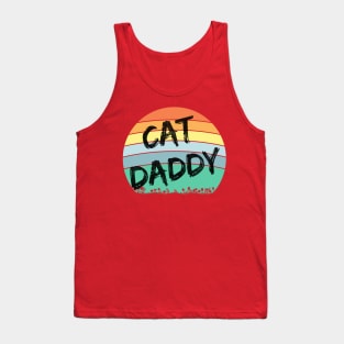 Cat Daddy (blk text, sunset circle) Tank Top
